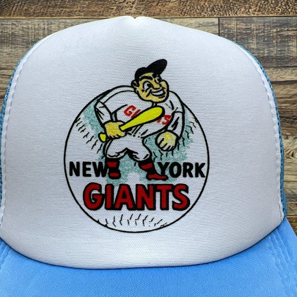 Retro New York Giants Mens Trucker Hat Blue Snapback 50s Vintage Logo Baseball - Picture 3 of 8